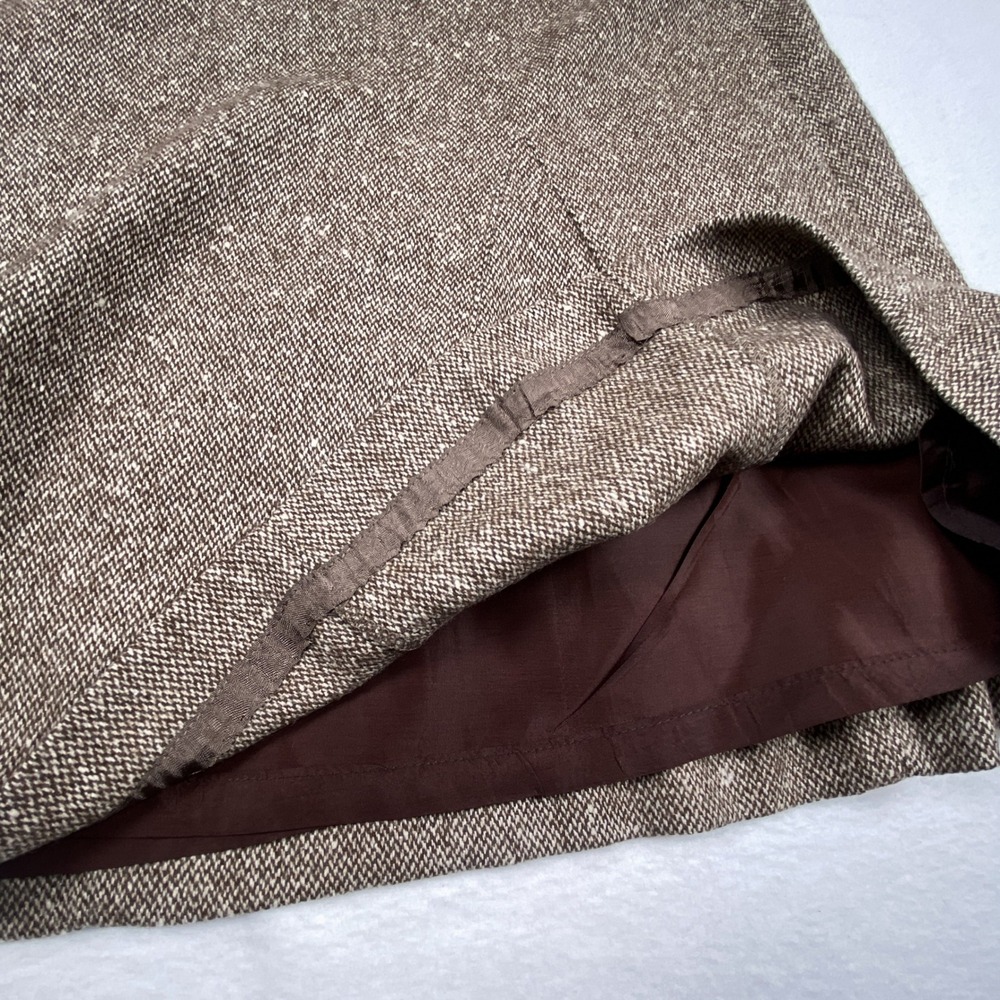 Harold's Brown Tweed Wool Silk Blend Flared Midi Skirt Leather Trim NWT Size 4 - Picture 6 of 8